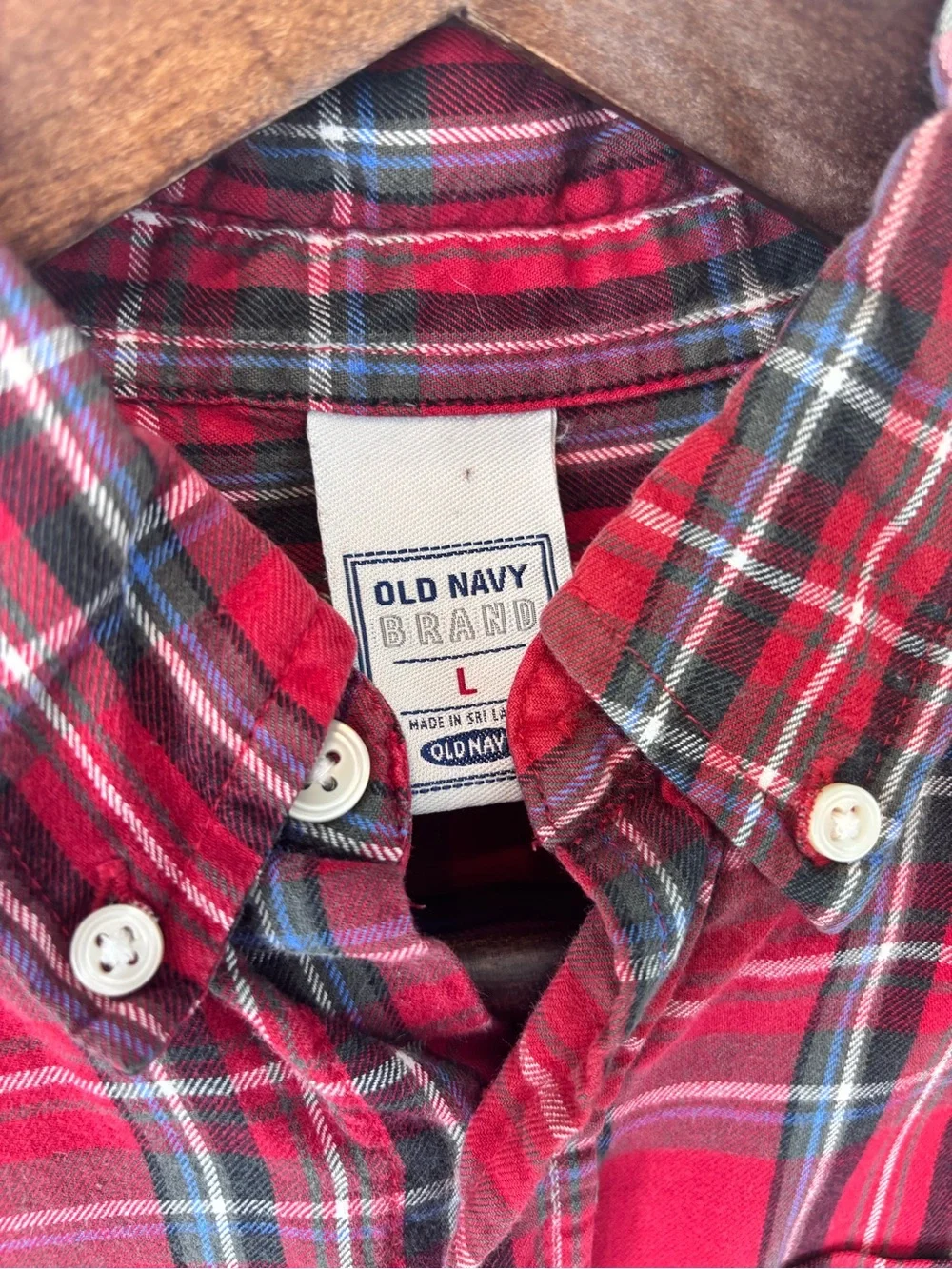 Old Navy Boys Large Red Plaid Flannel Button Down Shirt 100% Cotton